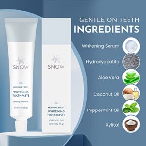 SNOW Whitening Toothpaste, Morning AM Toothpaste, No Fluoride, No Sulfate, Non-GMO Snow Toothpaste Whitening Teeth Oral Care Product, Pairs w/Whitening Strips - Peppermint Flavor (Morning Frost)