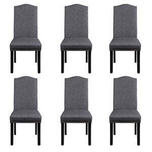 yaheetech dining chairs with rubber wood legs and non-woven fabric armless chairs for kitchen living room hotel wedding lounge reception, set of 6, dark gray