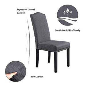 Yaheetech Dining Chairs with Rubber Wood Legs and Non-Woven Fabric Armless Chairs for Kitchen Living Room Hotel Wedding Lounge Reception, Set of 6, Dark Gray