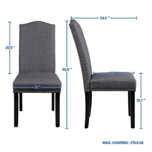 Yaheetech Dining Chairs with Rubber Wood Legs and Non-Woven Fabric Armless Chairs for Kitchen Living Room Hotel Wedding Lounge Reception, Set of 6, Dark Gray