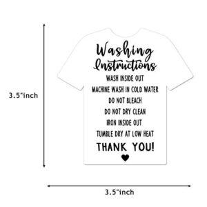 50 T-Shirt Washing Instructions Cards - Care instruction