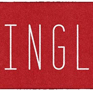 Brumlow MILLS Christmas Jingle Washable Festive Slogan Print Indoor/Outdoor Holiday Area Rug for Living or Bedroom Carpet, Dining Room or Kitchen Rug, 20" x 34", Red