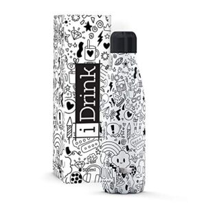 idrink® - stainless steel insulated bottle | thermos 500 ml doodle