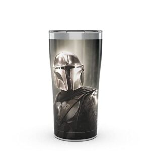 tervis triple walled star wars - the mandalorian - chrome insulated tumbler cup keeps drinks cold & hot, 20oz, stainless steel
