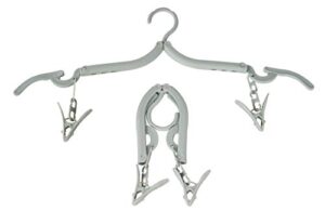 home-x folding hangers with clips, space-saving hangers for clothes, compact closet organizer accessories, travel clothes hangers, set of 2, 8" l x 4" w x ½” h, gray