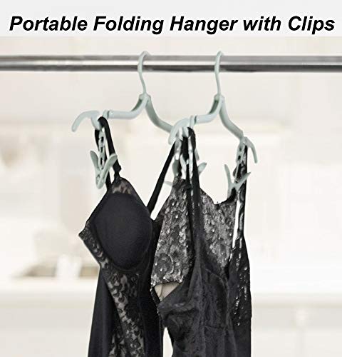 Home-X Folding Hangers with Clips, Space-Saving Hangers for Clothes, Compact Closet Organizer Accessories, Travel Clothes Hangers, Set of 2, 8" L x 4" W x ½” H, Gray