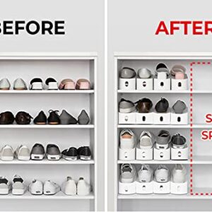 carrotez Shoe Slots Organizer 3 Pack - [Litem] Space Saving Shoe Organizer Rack for Closet - Easy Shoe Stacker, 9.84'' x 3.89'' x 4.26'' (White, 3 Pack)