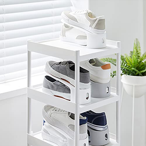 carrotez Shoe Slots Organizer 3 Pack - [Litem] Space Saving Shoe Organizer Rack for Closet - Easy Shoe Stacker, 9.84'' x 3.89'' x 4.26'' (White, 3 Pack)