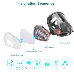 15 in1 Full Face Large Size Reusable Respirator,Widely Used in Organic Gas,Paint spary, Chemical,Woodworking,Same as 6000 7800 FF-400 6000DIN V-Series(for 6800 Respirator)