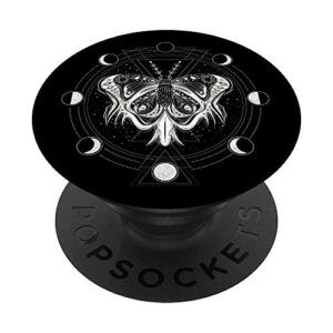 moon phases moth - blackcraft clothing gift popsockets grip and stand for phones and tablets