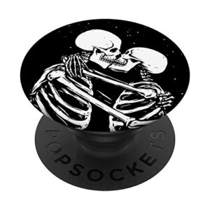 skeleton kissing skull couple graphic art cool goth-ic gifts popsockets popgrip: swappable grip for phones & tablets