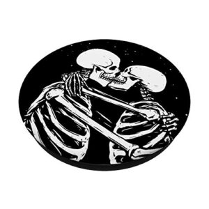 Skeleton Kissing Skull Couple Graphic Art Cool Goth-ic Gifts PopSockets PopGrip: Swappable Grip for Phones & Tablets