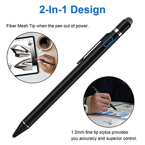 Stylus Pens for Touch Screens, NTHJOYS Universal Fine Point Stylus for iPad, iPhone, Samsung, iOS/Android Smart Phone and Other Tablets, Active Stylus Stylist Pen Pencil for Precise Writing/Drawing