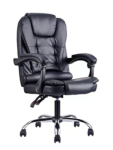 Santoll High Back Office Chair Adjustable Ergonomic Desk Chair with Padded Armrests,Executive PU Leather Swivel Task Chair with Lumbar Support (Black)