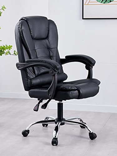 Santoll High Back Office Chair Adjustable Ergonomic Desk Chair with Padded Armrests,Executive PU Leather Swivel Task Chair with Lumbar Support (Black)