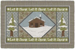 brumlow mills snow cabin washable let it snow print indoor or outdoor holiday rug for living or dining room mat, bedroom carpet and kitchen runner rug, 30" x 46", neutral