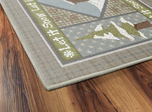 Brumlow MILLS Snow Cabin Washable Let It Snow Print Indoor or Outdoor Holiday Rug for Living or Dining Room Mat, Bedroom Carpet and Kitchen Runner Rug, 30" x 46", Neutral