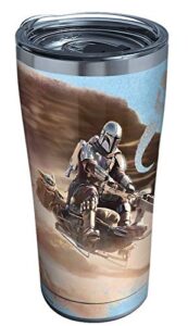 tervis triple walled star wars - the mandalorian desert ride insulated tumbler cup keeps drinks cold & hot, 20oz, stainless steel