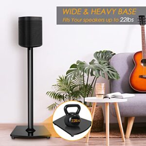 Speaker Stands Designed for Sonos Speakers Pair, Floor Speakers Stands for Sonos One, One SL, Play:1 Play:3 Play:5 Heavy Duty Floor Speaker Mount with Cable Management Black