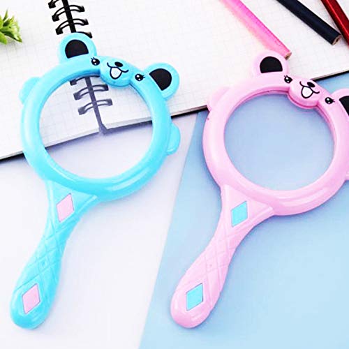 2 PC Children's Students Reading Magnifying Glass Hand-held Handle Foldable Kids Magnifying Glass Magnifying Glasses are Great for Read, Coins, Stamps, Map, Inspection (Blue+Pink)