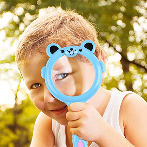 2 PC Children's Students Reading Magnifying Glass Hand-held Handle Foldable Kids Magnifying Glass Magnifying Glasses are Great for Read, Coins, Stamps, Map, Inspection (Blue+Pink)