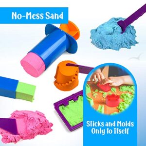 LITTLE CHUBBY ONE Kids Play Sand Castle Set - 3 Lbs Sand - Toy Magic Sand Set - 10 Molds - Mess Free Play for Girls and Boys - Ideas for Children Activities Age 3 4 5 6 7 8 9 10