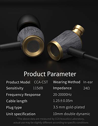 CCA CST in-Ear Earbud Headphones Dual Magnetic Dynamic Crystal-Clear Sound, Ergonomic Comfort-Fi for Computer & Laptop, Noise Isolating Earphones for Android Cell Phone (Gold No Mic) …