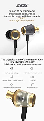 CCA CST in-Ear Earbud Headphones Dual Magnetic Dynamic Crystal-Clear Sound, Ergonomic Comfort-Fi for Computer & Laptop, Noise Isolating Earphones for Android Cell Phone (Gold No Mic) …