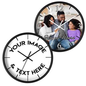 custom personalized photo wall clock (10") - add your photo, picture, logo or any design - create your own clock for family, friends - made in usa