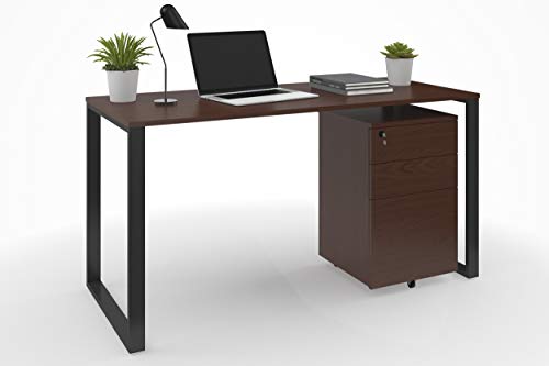 HON Basyx Commercial-Grade Executive Desk, 55", Walnut