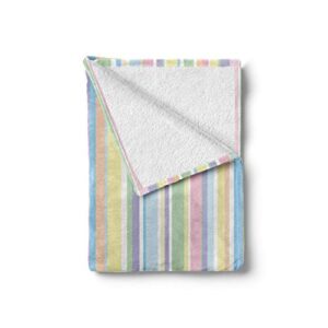 Ambesonne Pastel Soft Flannel Fleece Throw Blanket, Vertically Striped Pattern Different Colored Straight Lines Classical Old Fashioned, Cozy Plush for Indoor and Outdoor Use, 50" x 70", Pastel Colors