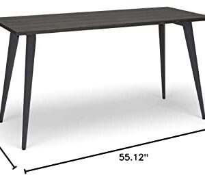 HON Basyx Commercial-Grade Executive Desk, Angled Metal Legs, 55", Gray