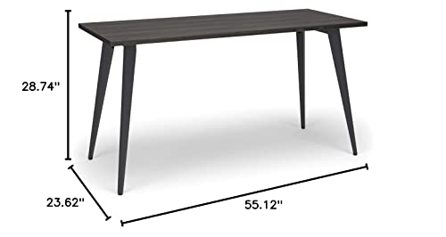 HON Basyx Commercial-Grade Executive Desk, Angled Metal Legs, 55", Gray