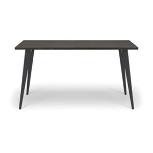 HON Basyx Commercial-Grade Executive Desk, Angled Metal Legs, 55", Gray