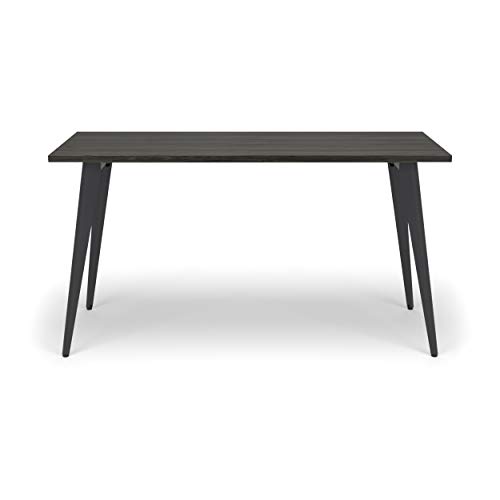 HON Basyx Commercial-Grade Executive Desk, Angled Metal Legs, 55", Gray