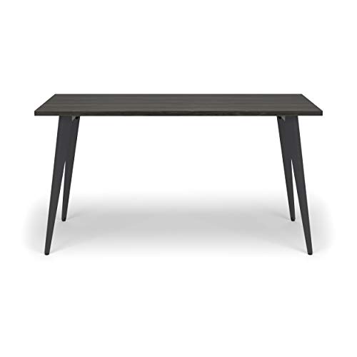 HON Basyx Commercial-Grade Executive Desk, Angled Metal Legs, 55", Gray