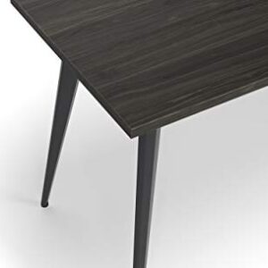 HON Basyx Commercial-Grade Executive Desk, Angled Metal Legs, 55", Gray