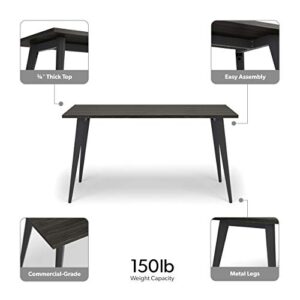 HON Basyx Commercial-Grade Executive Desk, Angled Metal Legs, 55", Gray