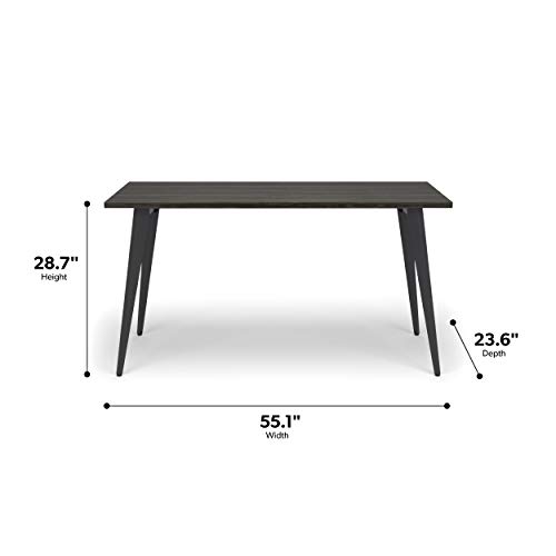 HON Basyx Commercial-Grade Executive Desk, Angled Metal Legs, 55", Gray