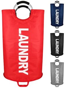 neatkeep extra large laundry bags for heavy-duty use with aluminum handles, collapsible fabric laundry basket, foldable clothes bag, (red)