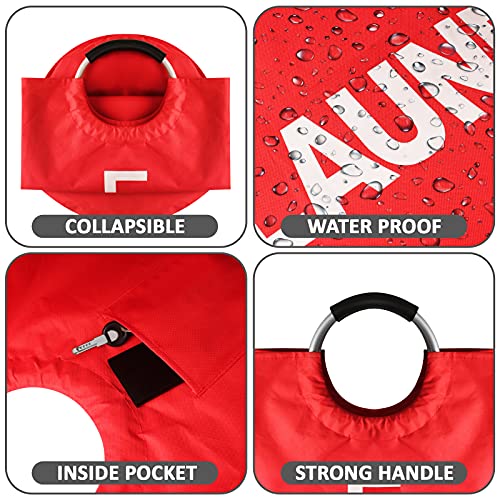 Neatkeep Extra Large Laundry Bags for Heavy-Duty Use with Aluminum Handles, Collapsible Fabric Laundry Basket, Foldable Clothes Bag, (Red)