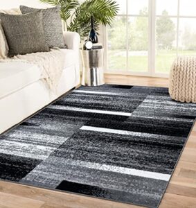 luxe weavers gray 5x7 art deco abstract geometric area rug, medium pile, stain-resistant carpet