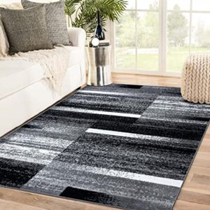 LUXE WEAVERS Gray 5x7 Art Deco Abstract Geometric Area Rug, Medium Pile, Stain-Resistant Carpet