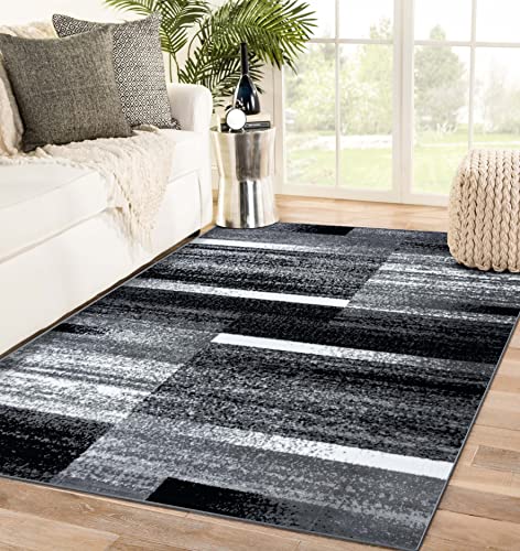 LUXE WEAVERS Gray 5x7 Art Deco Abstract Geometric Area Rug, Medium Pile, Stain-Resistant Carpet