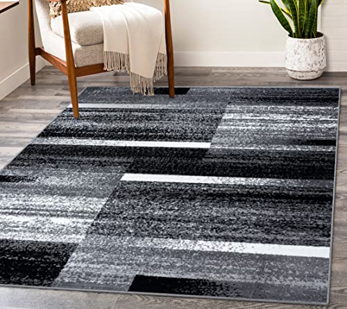 LUXE WEAVERS Gray 5x7 Art Deco Abstract Geometric Area Rug, Medium Pile, Stain-Resistant Carpet