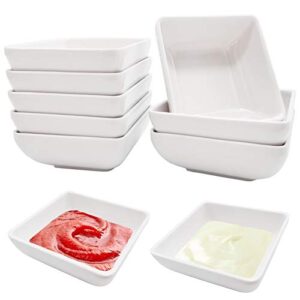 8 pcs 3 ounce dipping bowls set white plastic dipping sauce bowls,small bowls for ketchup,condiments,side dishes,vinegar in party bbq
