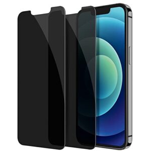 ymhml [2 pack] privacy screen protector for iphone 12 / iphone 12 pro (6.1 inch)，anti-spy tempered glass bubble free case friendly scratch proof