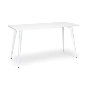 hon basyx commercial-grade executive desk, angled metal legs, 55", white