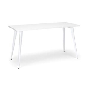 HON Basyx Commercial-Grade Executive Desk, Angled Metal Legs, 55", White