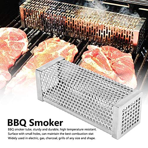 Oyunngs BBQ Smoker Tube, 304 Stainless Steel Sqre BBQ Grill Smoker Tube Tools Ouoor Barbecue Aessory for Electric Charcoal Grill of Any Size 6X2In